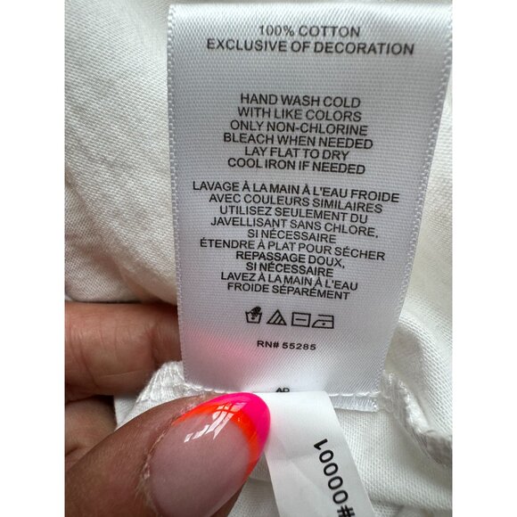 Express White Embellished T-Shirt With Rhinestone Detail Size L 100% Cotton - Picture 5 of 9